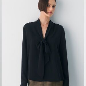 Aritzia Black Hestia Bow Blouse NWT